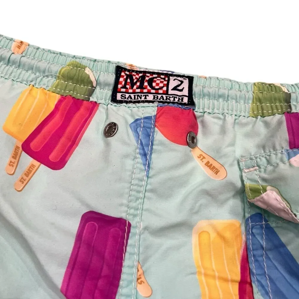 MC2 Saint Barth Blue Popcicle Ice Boys Swim Trunks L